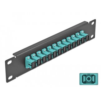 DeLOCK Delock 10″ Fiber Optic Patch Panel 12 Port SC Simplex aqua 1U black