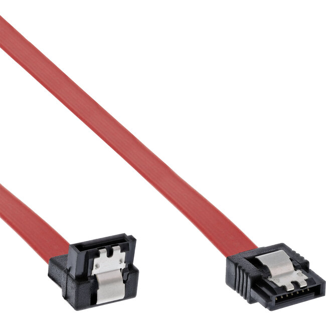 InLine® SATA kabel, met vergrendeling, één zijde 90° haaks, 0.7m