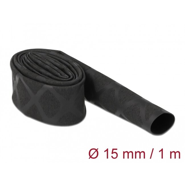 Delock Heat Shrink Tube X-pattern non-slip 1 m x 15 mm black