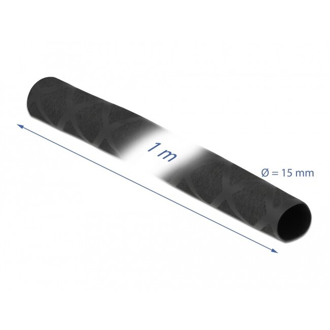 Delock Heat Shrink Tube X-pattern non-slip 1 m x 15 mm black