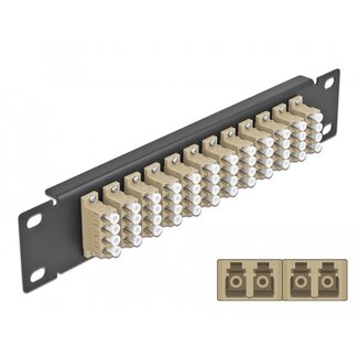 DeLOCK Delock 10″ Fiber Optic Patch Panel 12 Port LC Quad beige 1U black