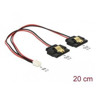 DeLOCK Delock Cable Power 2 pin female > 2 x SATA 15 pin receptacle (5 V) metal 20 cm