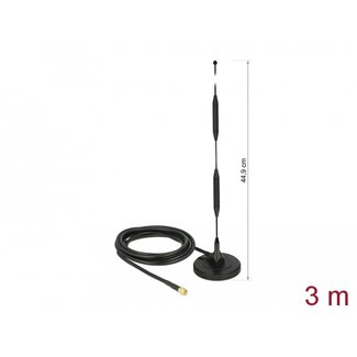 DeLOCK Delock LTE Antenna SMA plug 5 dBi 44.9 cm fixed omnidirectional with magnetic base and connection cable RG-58 3 m outdoor black
