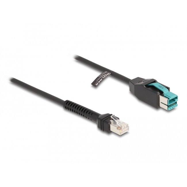 Delock Coiled Cable RJ50 male to PoweredUSB male 12 V 3 m black