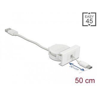 DeLOCK Delock Easy 45 Module USB 2.0 Retractable Cable USB Type-A to USB Type-C™ white