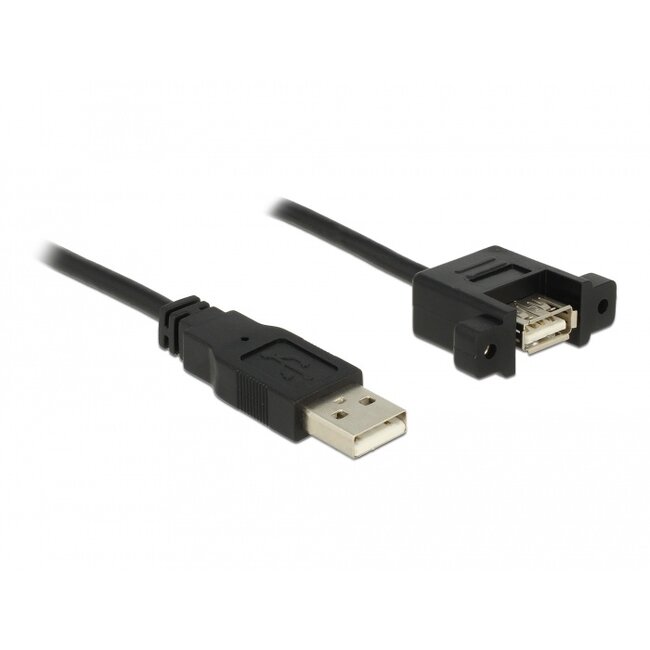 Delock Cable USB 2.0 Type-A male > USB 2.0 Type-A female panel-mount 1 m