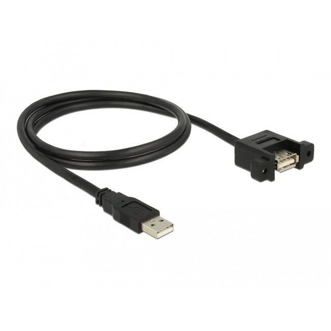 Delock Cable USB 2.0 Type-A male > USB 2.0 Type-A female panel-mount 1 m