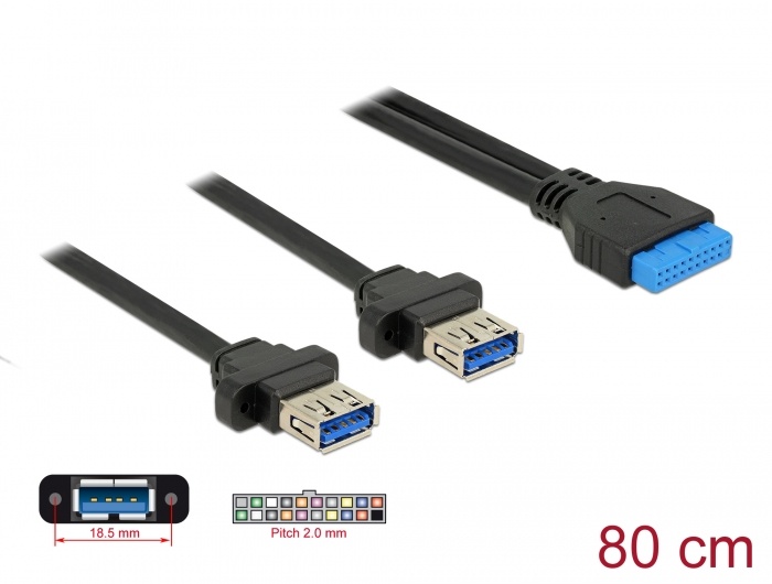 DeLOCK 85244 USB-kabel 0,8 m Zwart