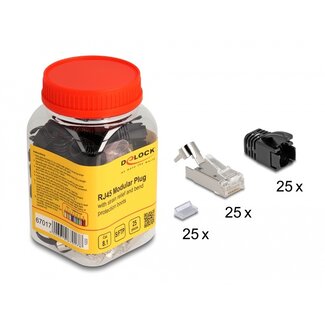 DeLOCK Delock RJ45 Modular Plug with strain relief Cat.8.1 and bend protection boots 25 pcs set