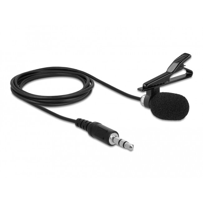 Delock Tie Lavalier Microphone Omnidirectional with Clip 3.5 mm stereo jack male 3 pin + Adapter Cable for Smartphone and Tablet