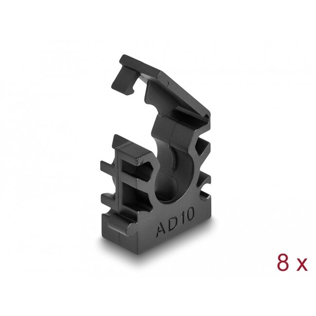 Delock Cable sleeve holder with locking clip 10 mm 8 pieces black