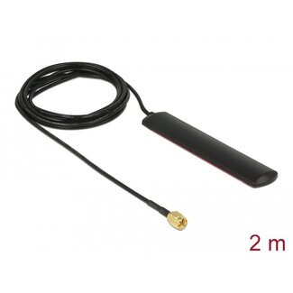 DeLOCK Delock GSM UMTS LTE WLAN 2.4 GHz Antenna SMA plug 2 dBi omnidirectional fixed black self-adhesive