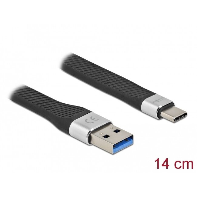 Delock USB 3.2 Gen 1 FPC Flat Ribbon Cable USB Type-A to USB Type-C™ 14 cm PD 3 A