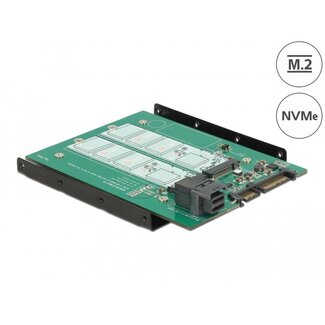 DeLOCK Delock 3.5″ Converter SATA 22 pin / SFF-8643 NVMe > 1 x M.2 Key M + 1 x M.2 Key B