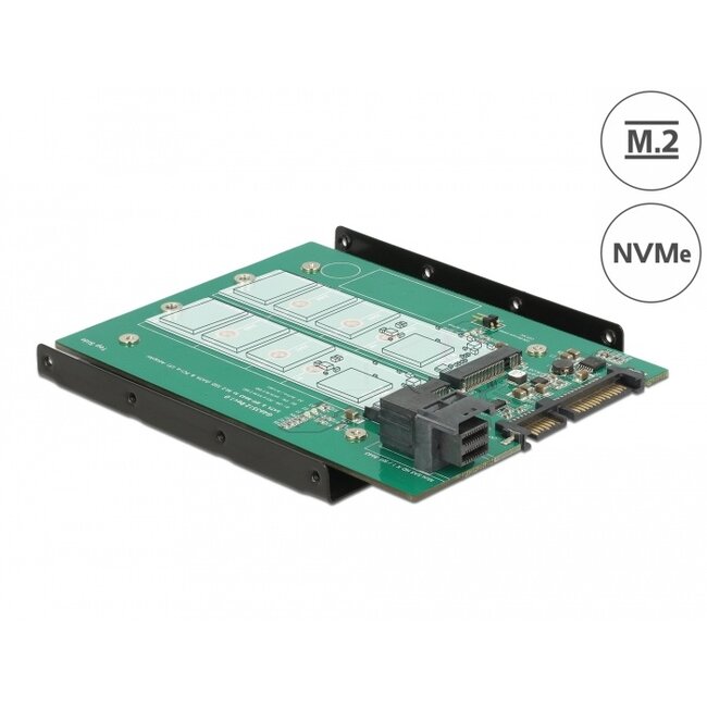 Delock 3.5″ Converter SATA 22 pin / SFF-8643 NVMe > 1 x M.2 Key M + 1 x M.2 Key B
