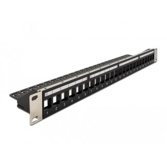 DeLOCK Delock 19″ Keystone Patch Panel 24 port with strain relief black
