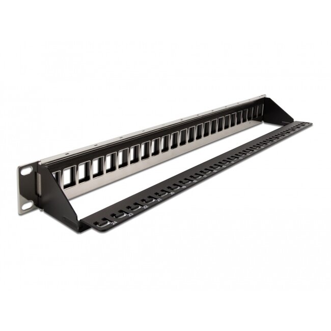 Delock 19″ Keystone Patch Panel 24 port with strain relief black