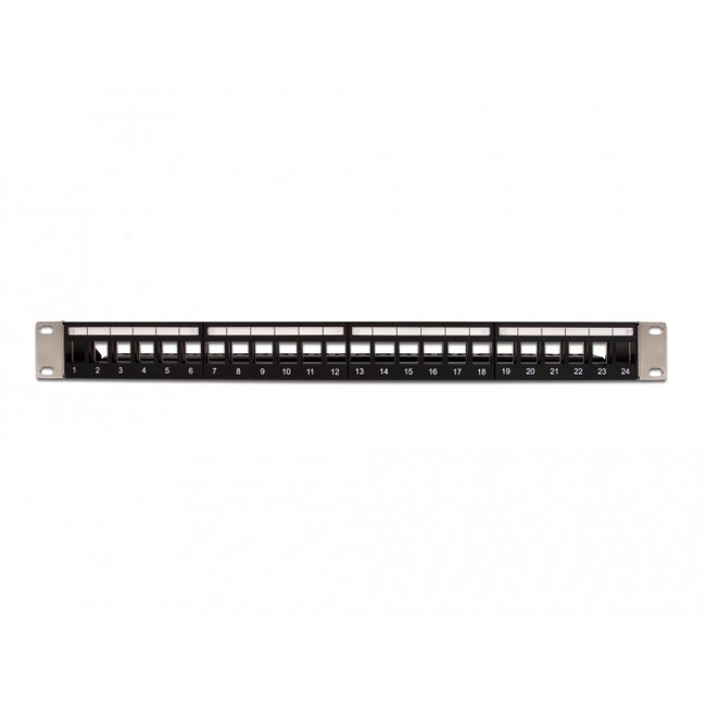 Delock 19″ Keystone Patch Panel 24 port with strain relief black