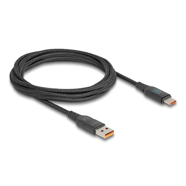 Delock USB 2.0 Fast Charging Cable USB Type-C™ + USB Type-A male to USB Type-C™ male PD 3.1 140 W with power indication 1.20 m