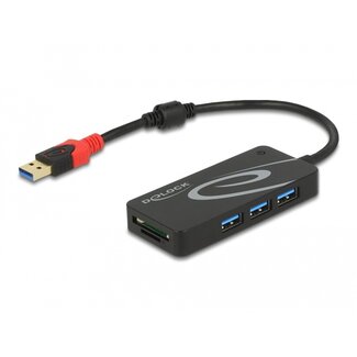 DeLOCK Delock External USB 3.2 Gen 1 Hub USB Type-A > 3 x USB Type-A + 2 Slot SD Card Reader