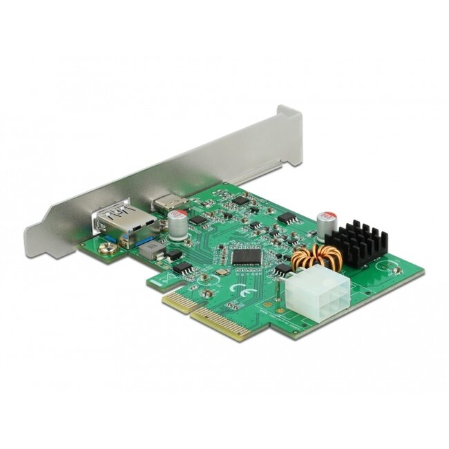 Delock PCI Express x4 Card to 1 x external USB Type-C™ female with PD function + 1 x external USB Type-A female SuperSpeed USB 10 Gbps (USB 3.2 Gen 2)