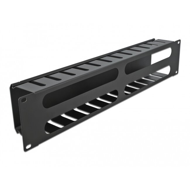 Delock 19″ Cable Management Routing Panel with 4 openings 2U black