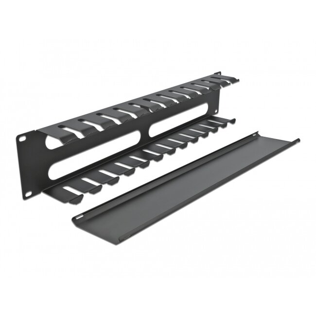 Delock 19″ Cable Management Routing Panel with 4 openings 2U black