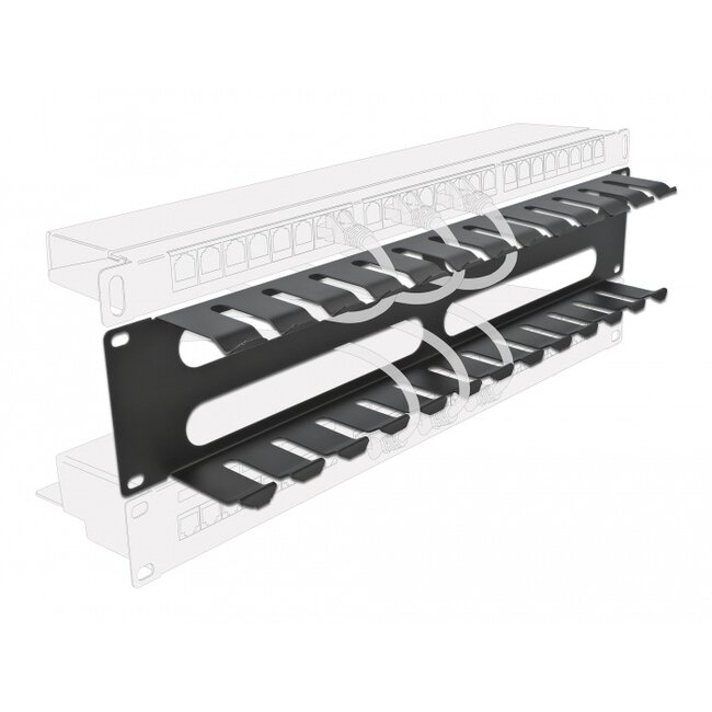 Delock 19″ Cable Management Routing Panel with 4 openings 2U black