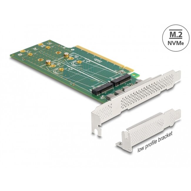 Delock PCI Express 4.0 x16 Card to 4 x internal NVMe M.2 Key M 110 mm - Bifurcation - Low Profile Form Factor