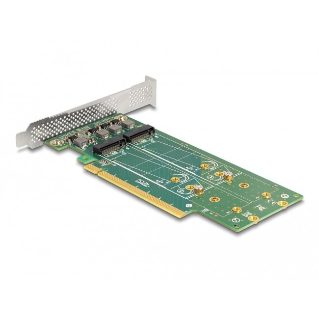 Delock PCI Express 4.0 x16 Card to 4 x internal NVMe M.2 Key M 110 mm - Bifurcation - Low Profile Form Factor