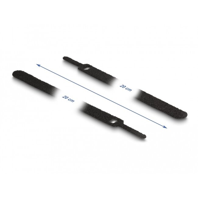 Delock Hook-and-loop cable tie L 200 x W 12 mm black 10 pieces