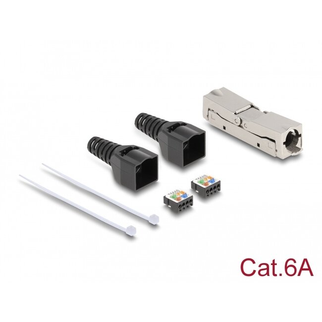 Delock RJ45 Coupler LSA to LSA with strain relief Cat.6A toolfree