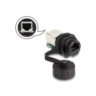 DeLOCK Delock Cable Connector RJ50 jack to RJ50 jack for installation with protective cap IP68 dust and waterproof black