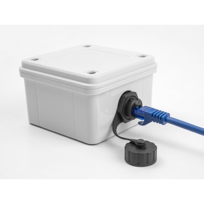 Delock Cable Connector RJ50 jack to RJ50 jack for installation with protective cap IP68 dust and waterproof black