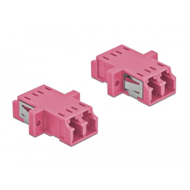 Delock Optical Fiber Coupler LC Duplex female to LC Duplex female Multi-mode 2 pieces violet