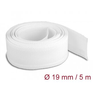DeLOCK Delock Braided Sleeving with Hook-and-Loop Fastener 5 m x 19 mm white