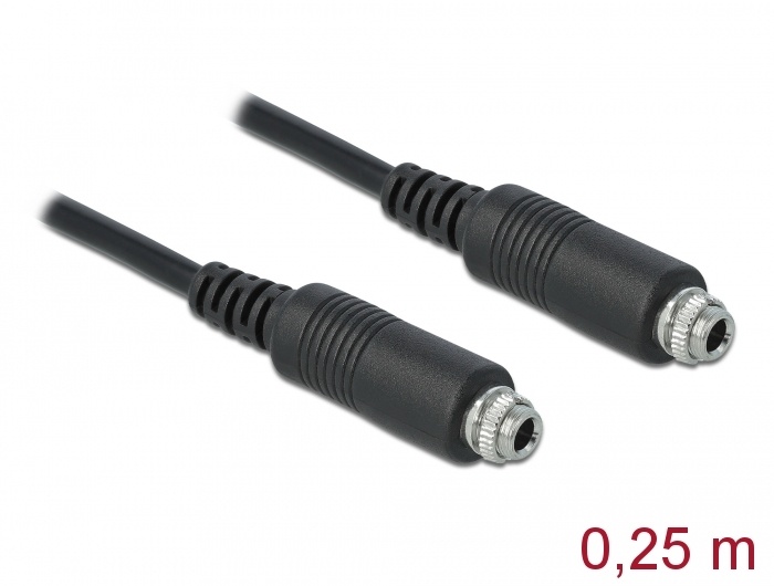 DeLOCK 0.25m, 2x3.5mm. Aansluiting 1: 3.5mm, Aansluiting 1 type: Vrouwelijk, Aansluiting 2: 3.5mm, Aansluiting 2 type: Vrouwelijk, AWG draad omvang: 28, Snoerlengte: 0,25 m, Kleur