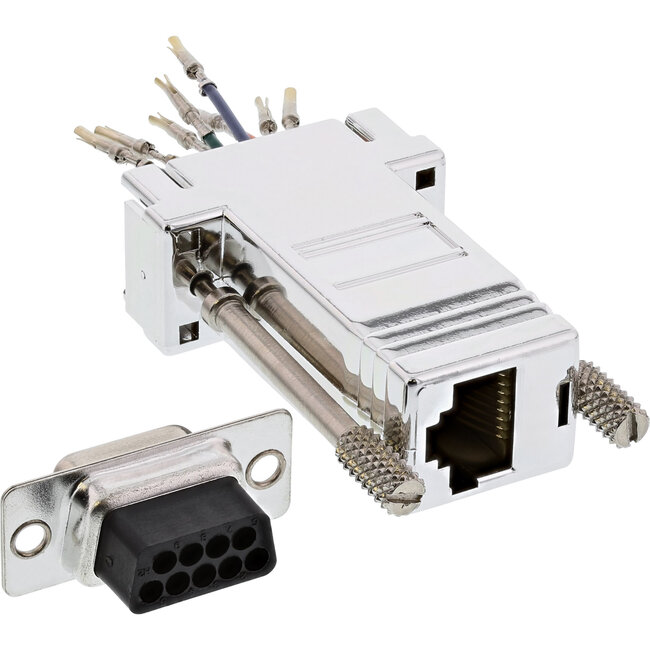 InLine® Adapter, 9-pins D-Sub V naar RJ45 V, metaal gecoat