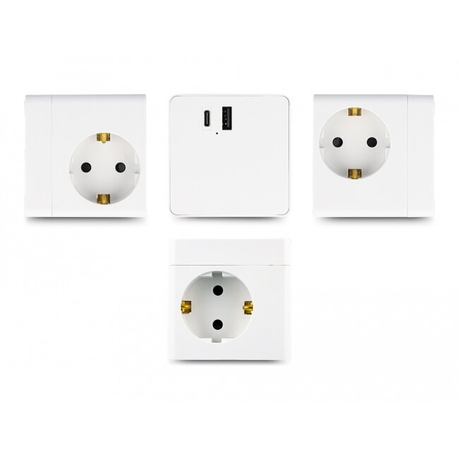 Delock Extension Socket Cube 3-way with childproof lock and USB PD 3.0 charger 20 W, 1.5 m cable, white