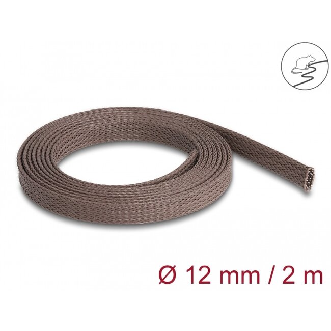 Delock Braided Sleeve rodent resistant stretchable 2 m x 12 mm brown