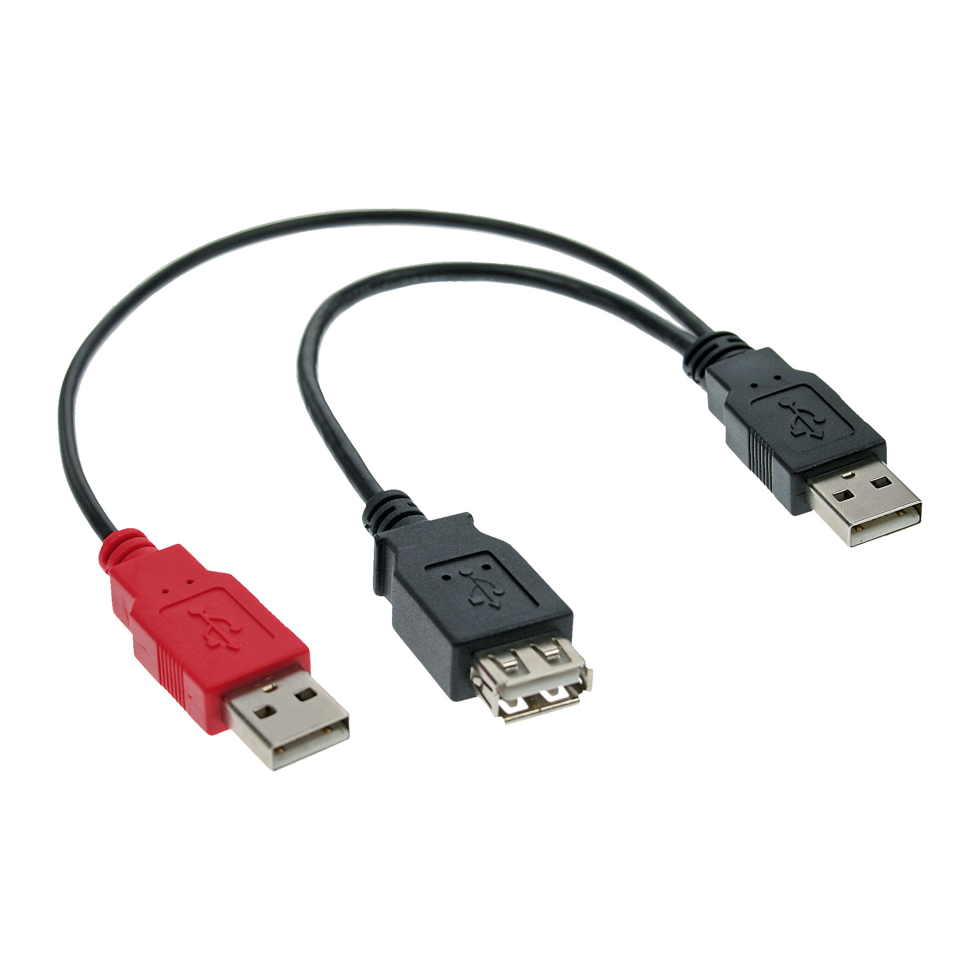 InLine 0.2m USB 2.0. Snoerlengte: 0,2 m, Aansluiting 1: 2 x USB A, Aansluiting 2: USB A, Geslacht connector: Mannelijk/Vrouwelijk, Maximale overdrachtssnelheid van gegevens: 480 Mb
