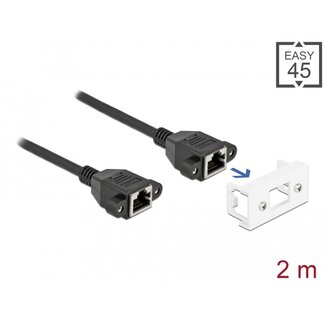 DeLOCK Delock Network Extension Cable for Easy 45 Module S/FTP RJ45 jack to RJ45 jack Cat.6A 2 m black