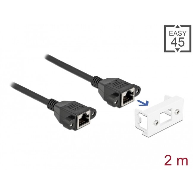 Delock Network Extension Cable for Easy 45 Module S/FTP RJ45 jack to RJ45 jack Cat.6A 2 m black