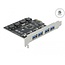 Delock PCI Express x1 Card to 4 x external USB Type-A female SuperSpeed USB (USB 3.2 Gen 1)