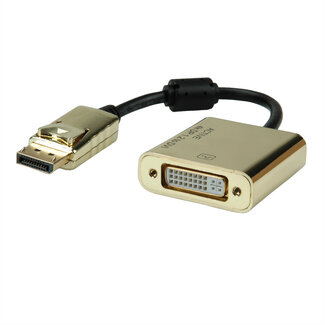 Roline ROLINE GOLD 4K DP/DVI Adapter, Actief, v1.2, DP Male - DVI Female, Retail Blister