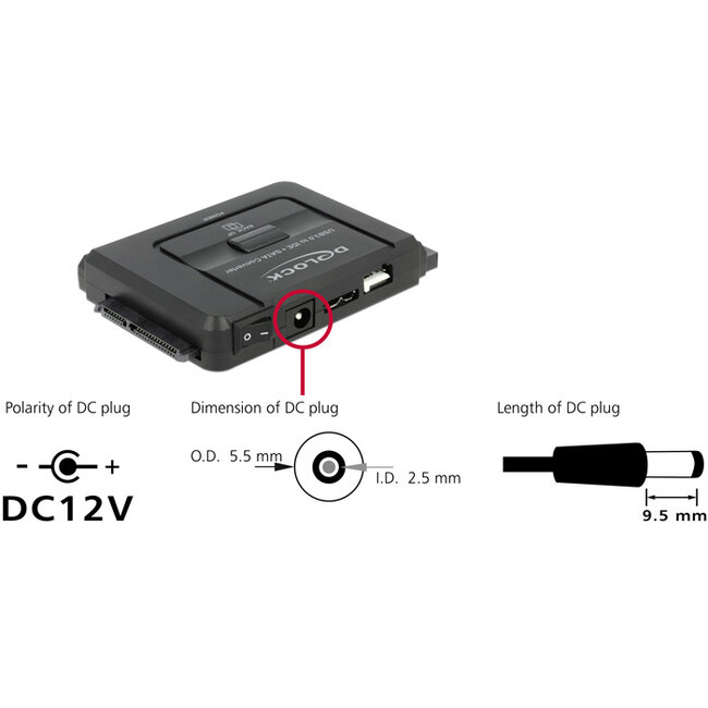 Delock Converter USB 5 Gbps to SATA 6 Gb/s / IDE 40 pin / IDE 44 pin with backup function