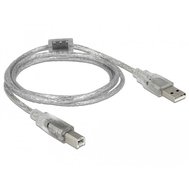 Delock Cable USB 2.0 Type-A male > USB 2.0 Type-B male 1.5 m transparent
