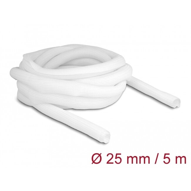 Delock Braided Sleeve self-closing 5 m x 25 mm white