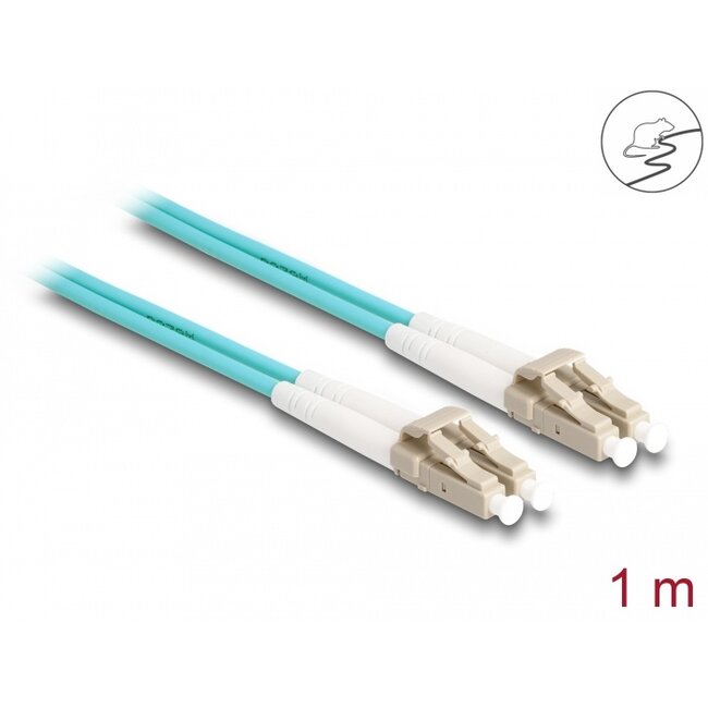 Delock Fiber Optical Cable with metal armouring LC Duplex to LC Duplex Multi-mode OM3 1 m