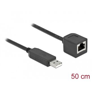 DeLOCK Delock Serial Connection Cable with FTDI chipset, USB 2.0 Type-A male to RS-232 RJ45 female 50 cm black